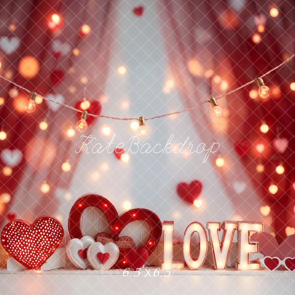 Kate Valentinstag Liebe Herzen Lichter Hintergrund Entworfen von Emetselch