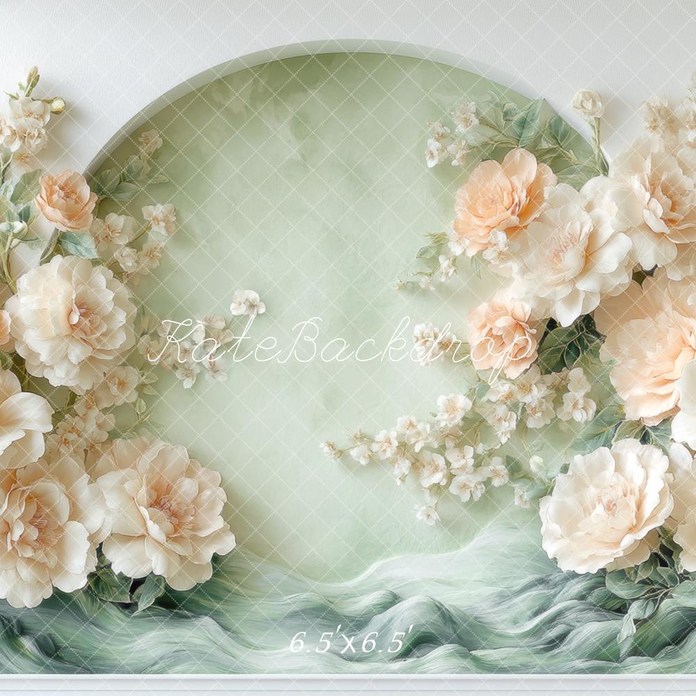Kate Blumen Bogen Pfirsich Pastell Hintergrund Entworfen von Mini MakeBelieve - Kate Backdrop.de