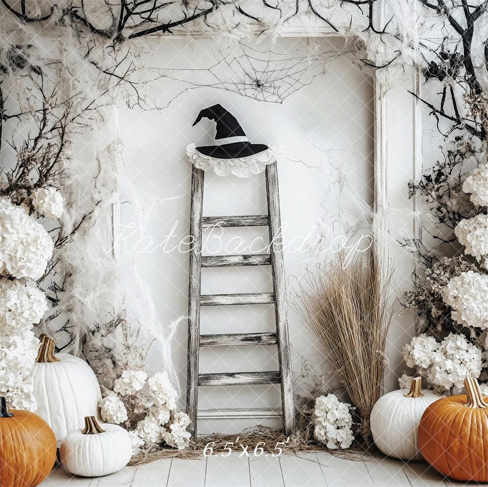 Kate Halloween Kürbisse Blumen Vintage Hintergrund Entworfen von Patty Roberts - Kate Backdrop.de