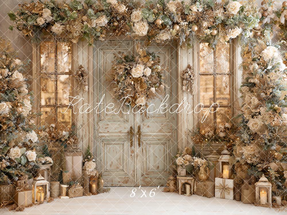 Kate Weihnachten Tür Kranz Gold Hintergrund Entworfen von Ashley Paul