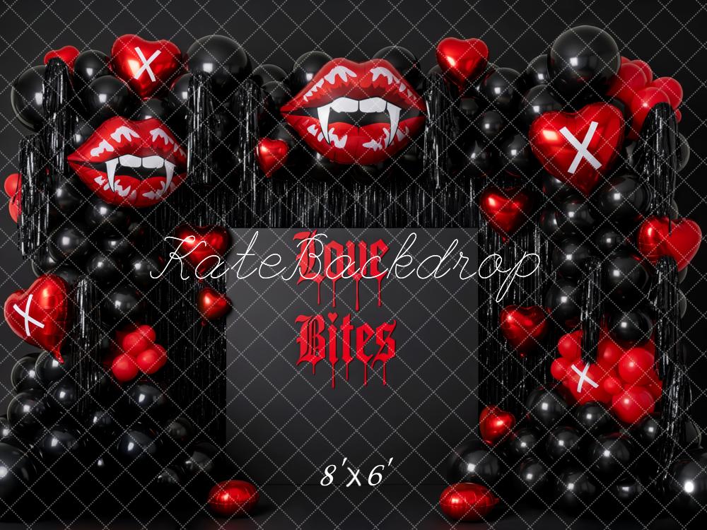 Kate Halloween Vampir Lippen Ballons Schwarz Rot Hintergrund Entworfen von Patty Roberts