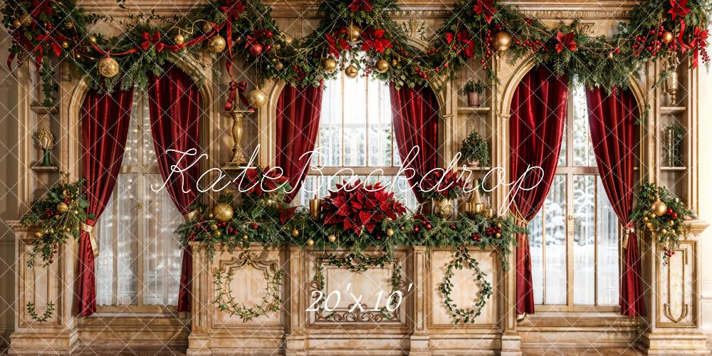 Kate Weihnachten Luxus Girlanden Rot Gold Hintergrund Entworfen von Emetselch