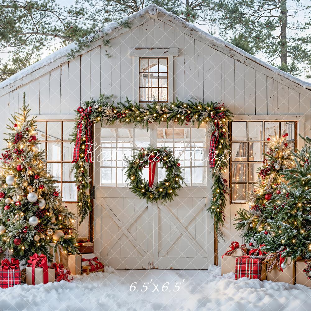 Kate Weihnachten Scheune Weihnachtsbaum Schnee Hintergrund Entworfen von Emetselch - Kate Backdrop.de