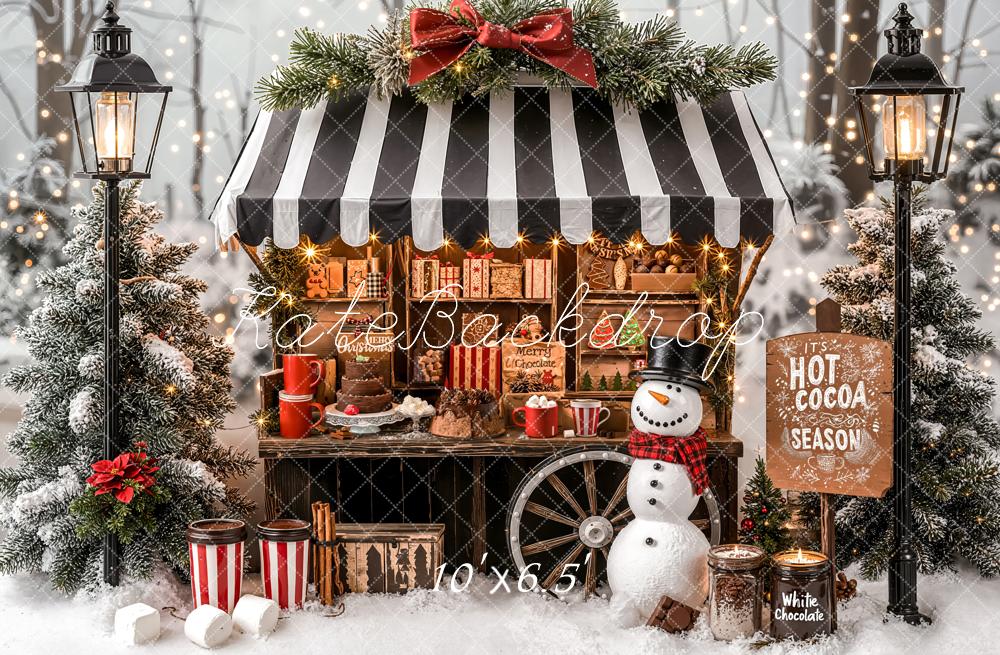 Kate Weihnachten Kakao Stand Schneemann Fleece Hintergrund Entworfen von Emetselch - Kate Backdrop.de