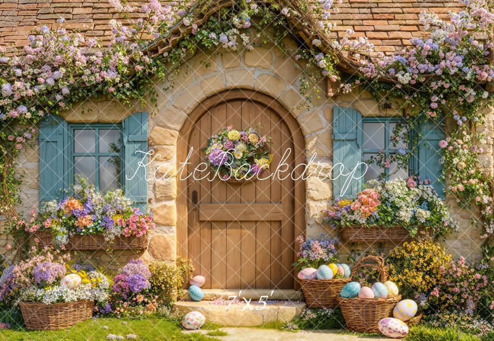 Kate Ostern Blumen Eier Cottage Pastell Hintergrund Entworfen von Emetselch