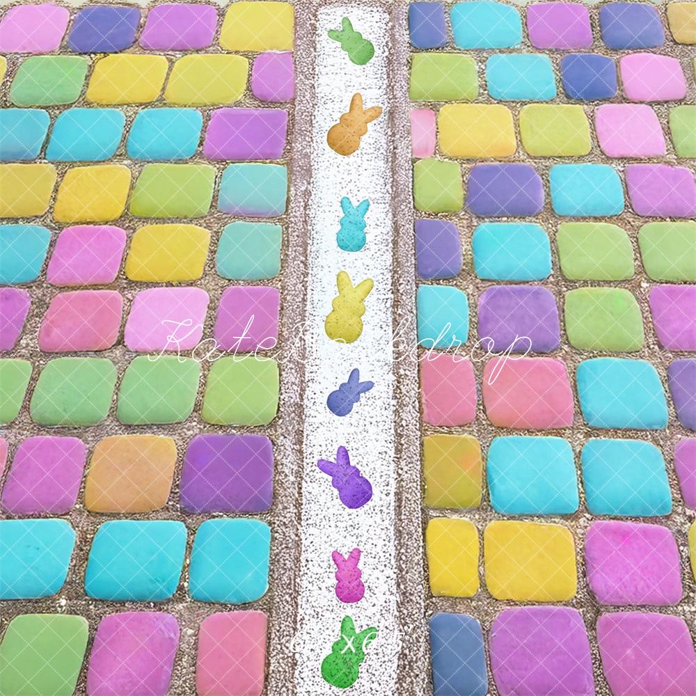 Kate Ostern Bunte Pflastersteine Hasen Pastell Hintergrund Entworfen von Mini MakeBelieve