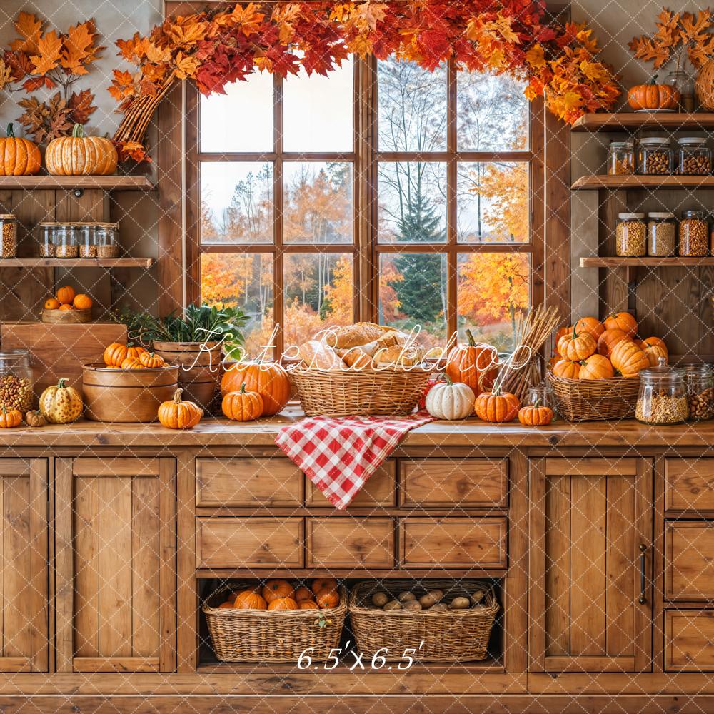 Kate Herbst Küche Kürbisse Holz Hintergrund Entworfen von Emetselch - Kate Backdrop.de