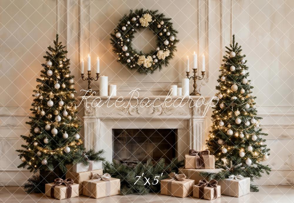 Kate Weihnachten Kamin Weihnachtsbaum Kranz Hintergrund Entworfen von Emetselch
