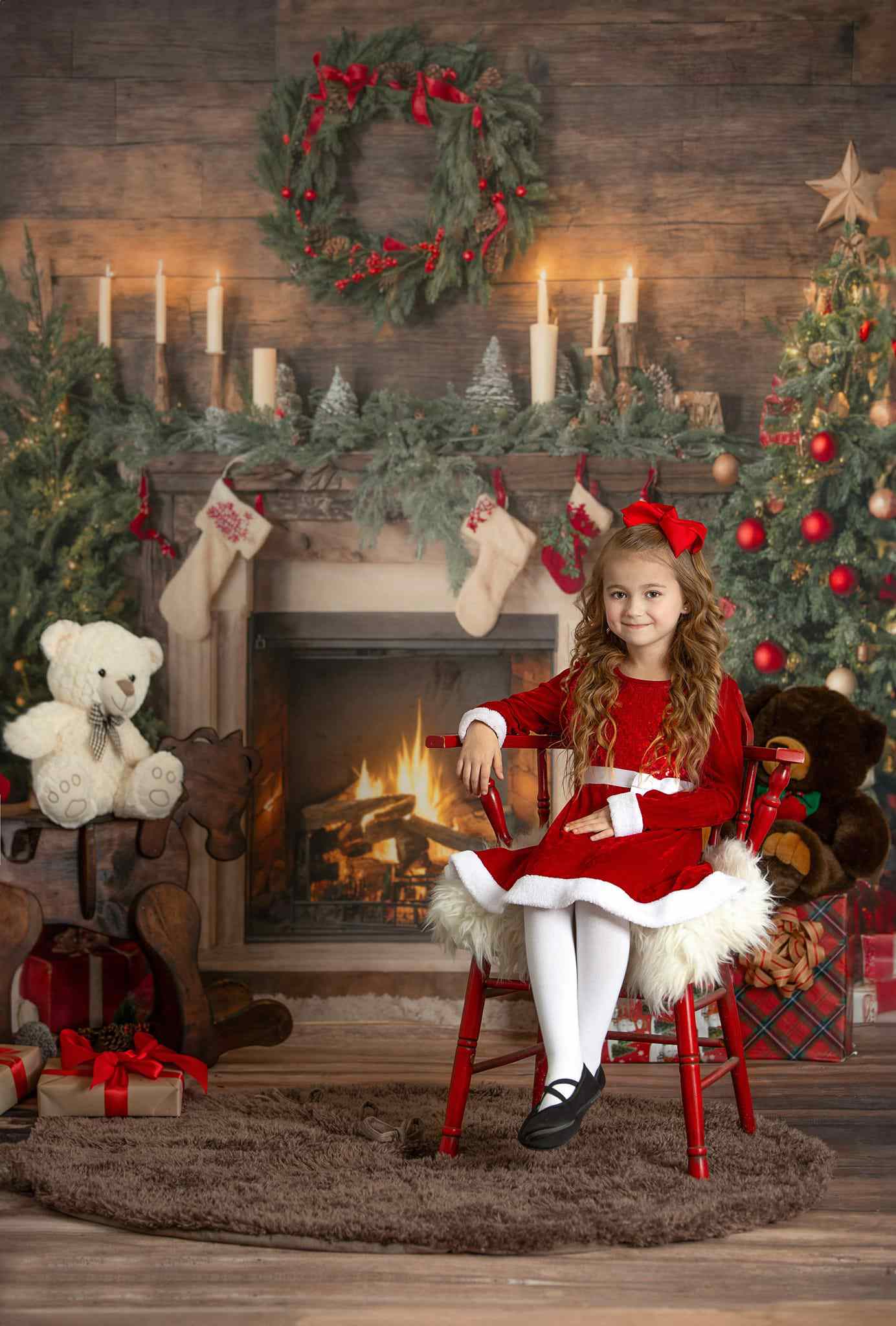 Kate Weihnachten Santa Zimmer Kamin Socken Hintergrund für Fotografie - Kate Backdrop.de