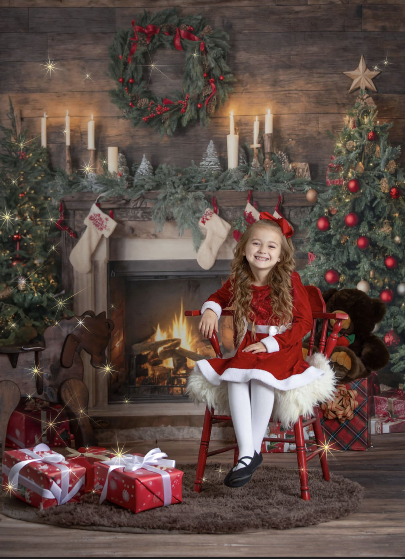 Kate Weihnachten Santa Zimmer Kamin Socken Hintergrund für Fotografie - Kate Backdrop.de