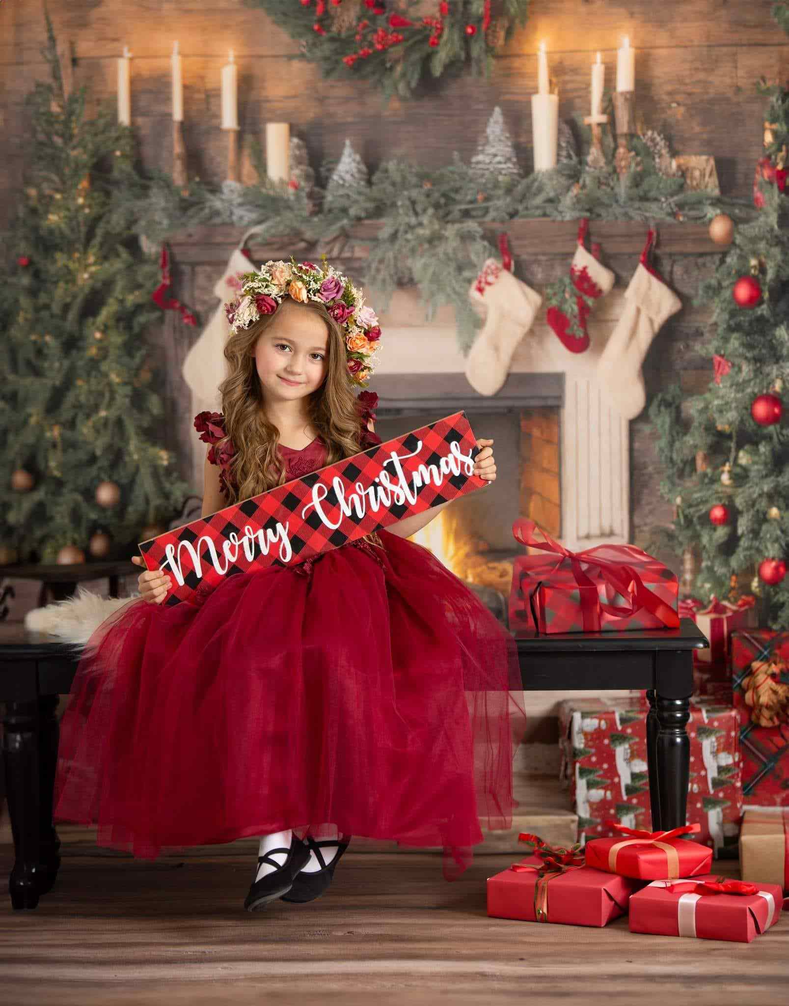 Kate Weihnachten Santa Zimmer Kamin Socken Hintergrund für Fotografie - Kate Backdrop.de
