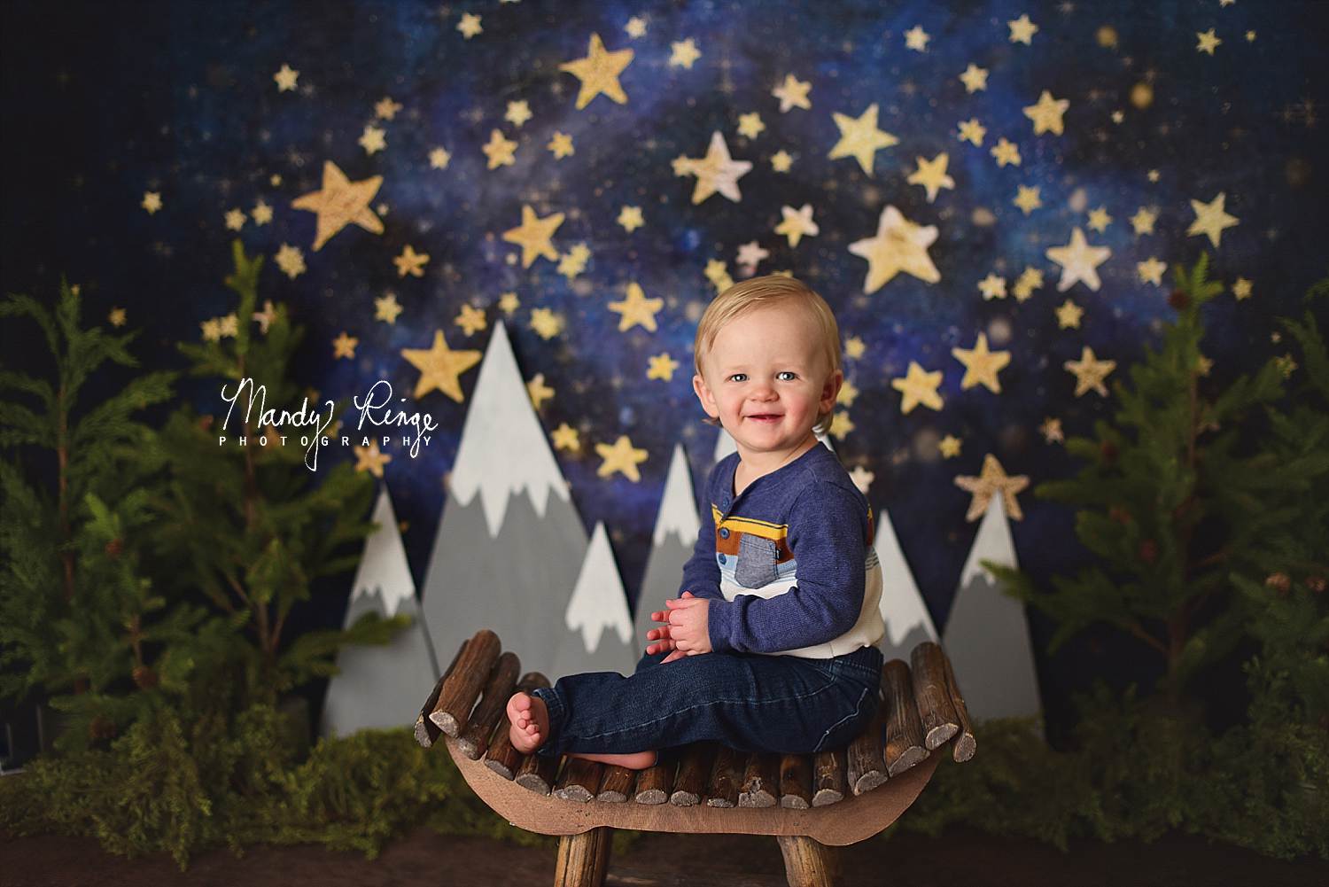 Kate Nachthimmel mit Gold Sterne Kinder Geburtstag Hintergrund für Fotografie von Mandy Ringe Fotografie
