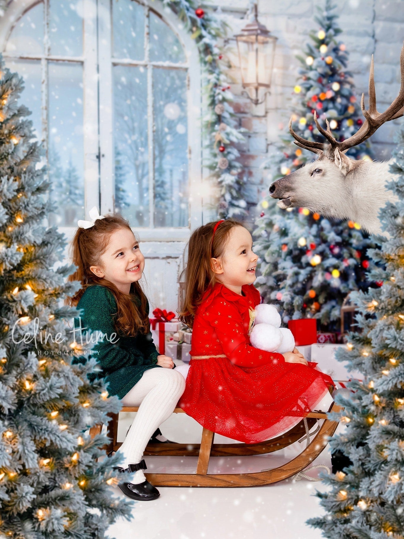 Kate Weihnachten Schnee Baum Tür Fleece Hintergrund Entworfen von Emetselch