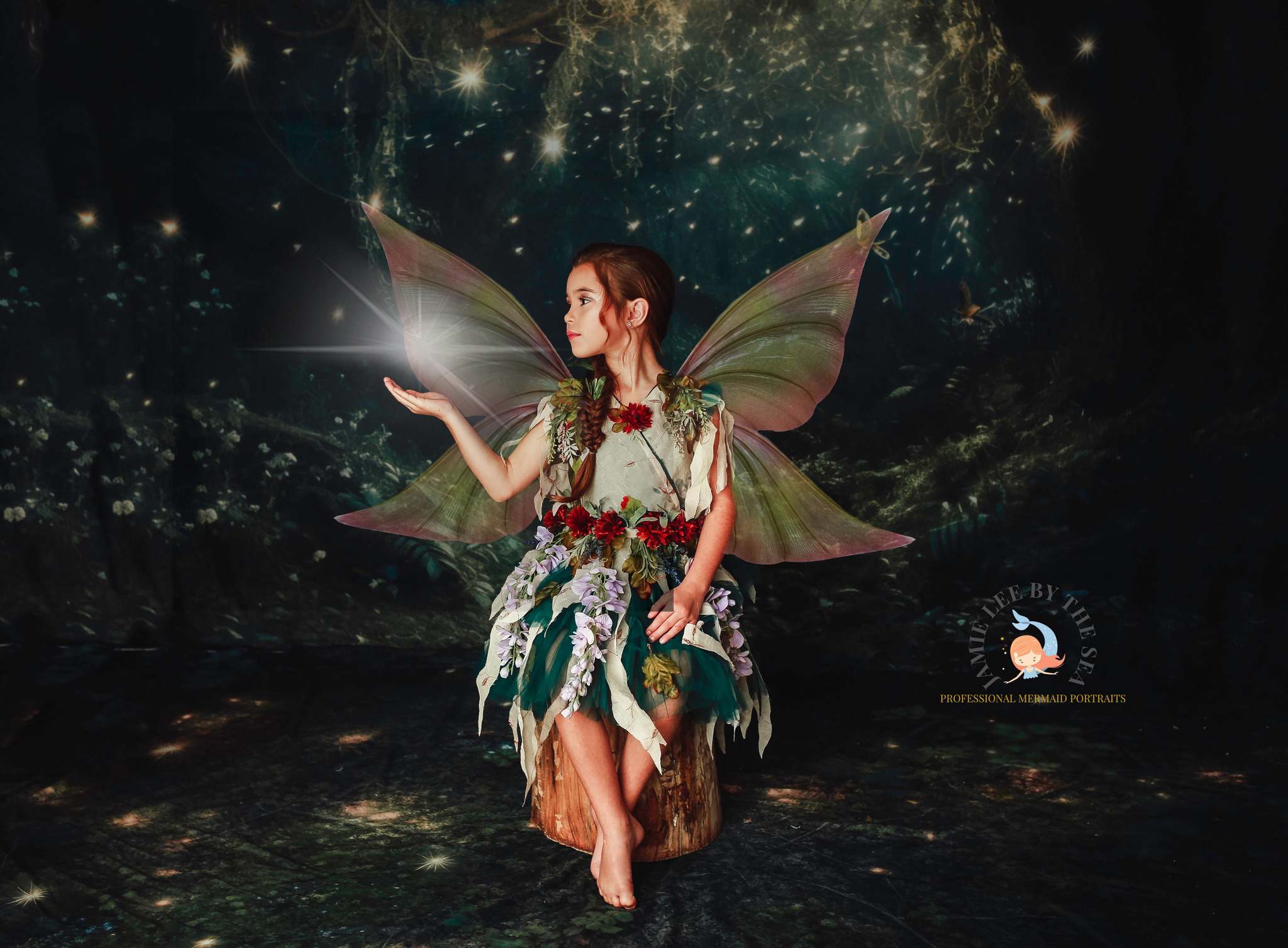 Kate Fantasy Glühwürmchen Wald in der Nacht Hintergrund+Traum Erdgeschoss Hintergrund - Kate Backdrop.de
