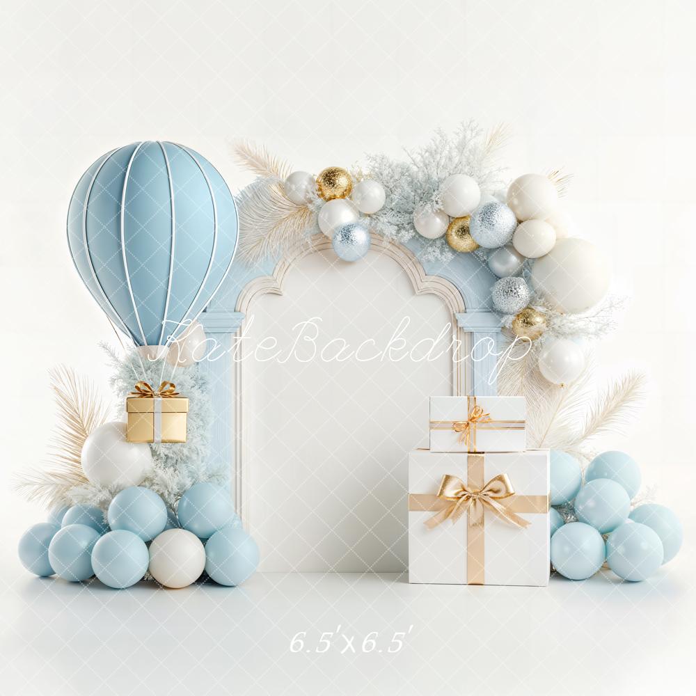 Kate Geburtstag Ballon Geschenkbox Blau Gold Hintergrund Entworfen von Chain