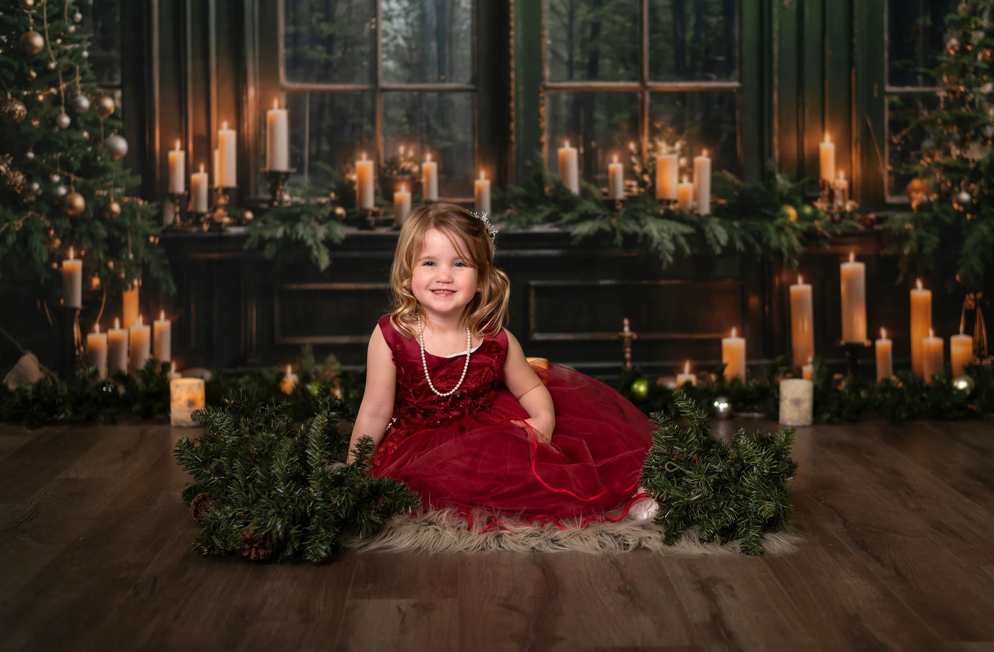 Kate Weihnachten Grün Fenster Kerze Hintergrund von Emetselch - Kate Backdrop.de