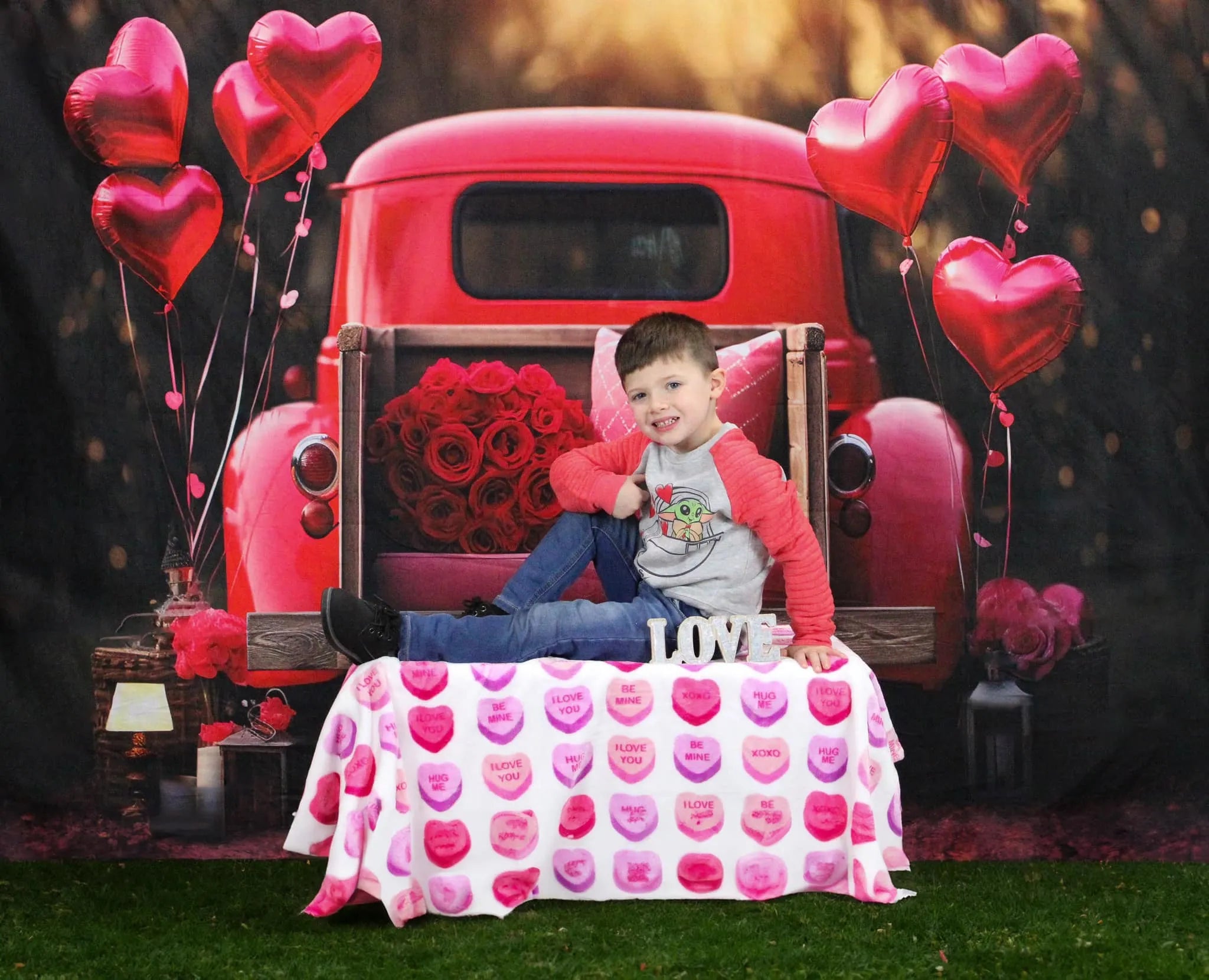 Kate Valentinstag Liebe Ballon Truck Fleece Hintergrund Entworfen von Chain Photography - Kate Backdrop.de
