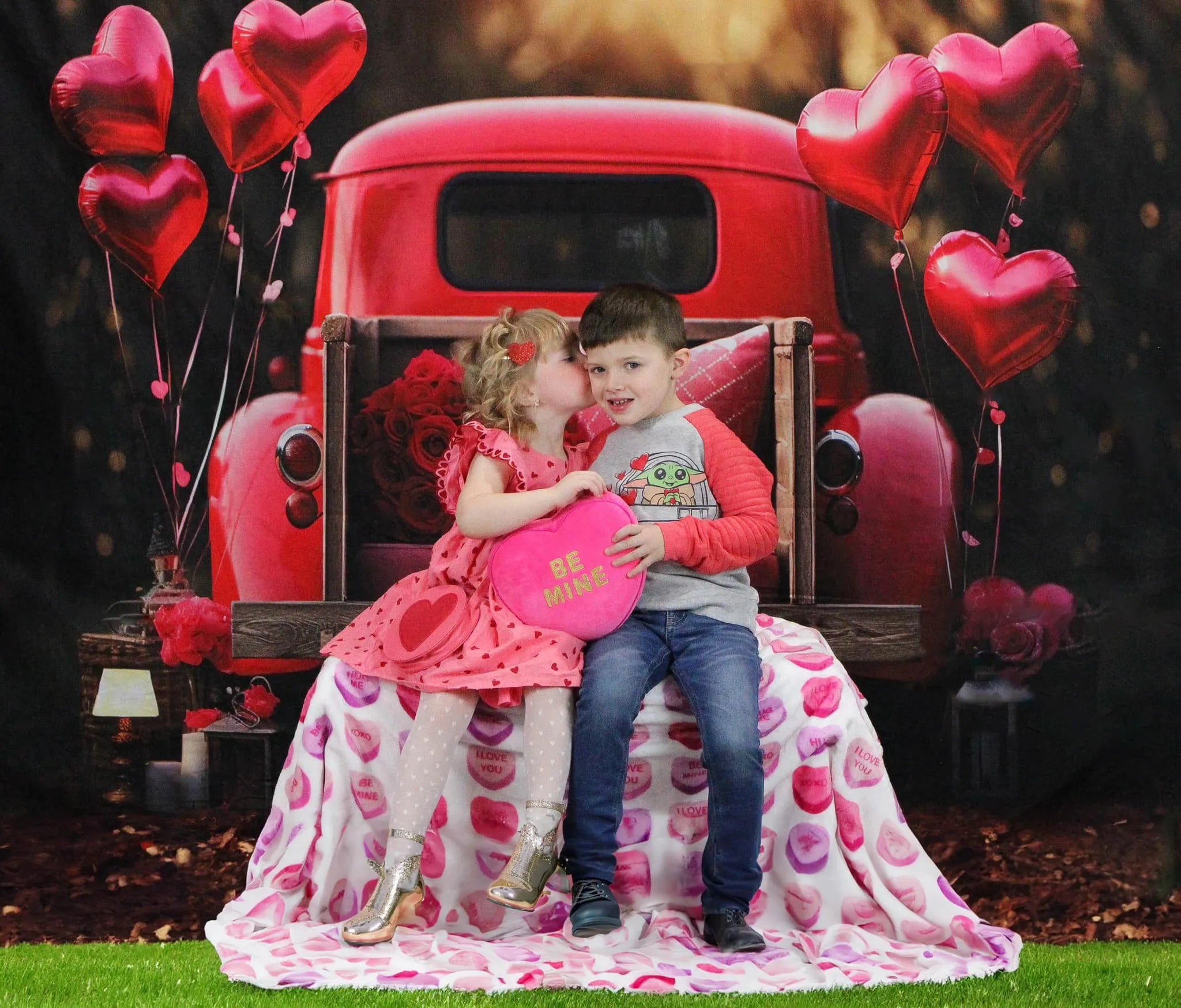 Kate Valentinstag Liebe Ballon Truck Fleece Hintergrund Entworfen von Chain Photography - Kate Backdrop.de