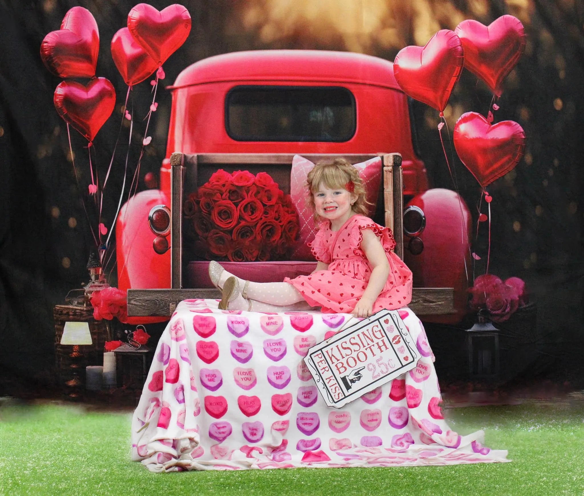 Kate Valentinstag Liebe Ballon Truck Fleece Hintergrund Entworfen von Chain Photography - Kate Backdrop.de