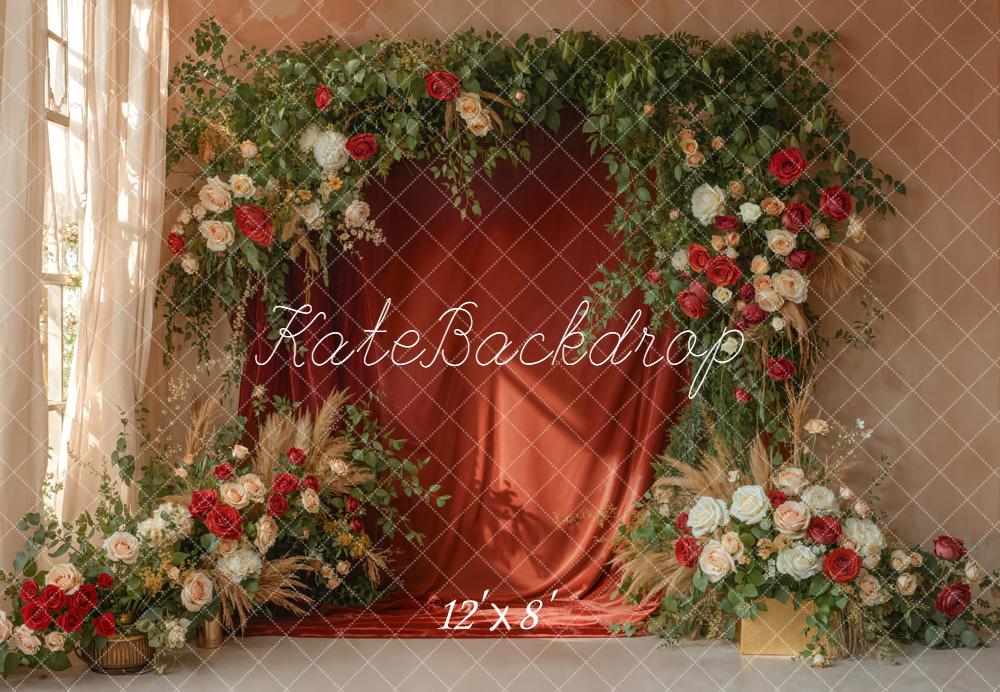 Kate Hochzeit Blumengestecke Grün Rot Fleece Hintergrund Entworfen von Emetselch