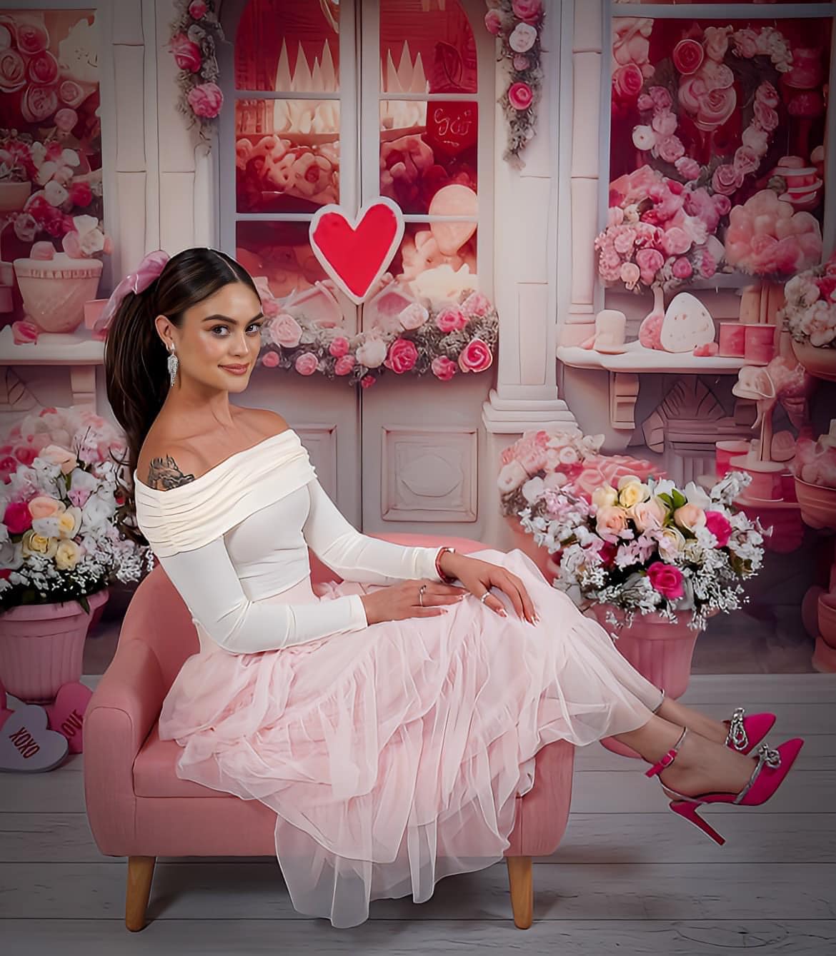 Kate Valentinstag Rosa Rose Haus Hintergrund von Chain Photography - Kate Backdrop.de