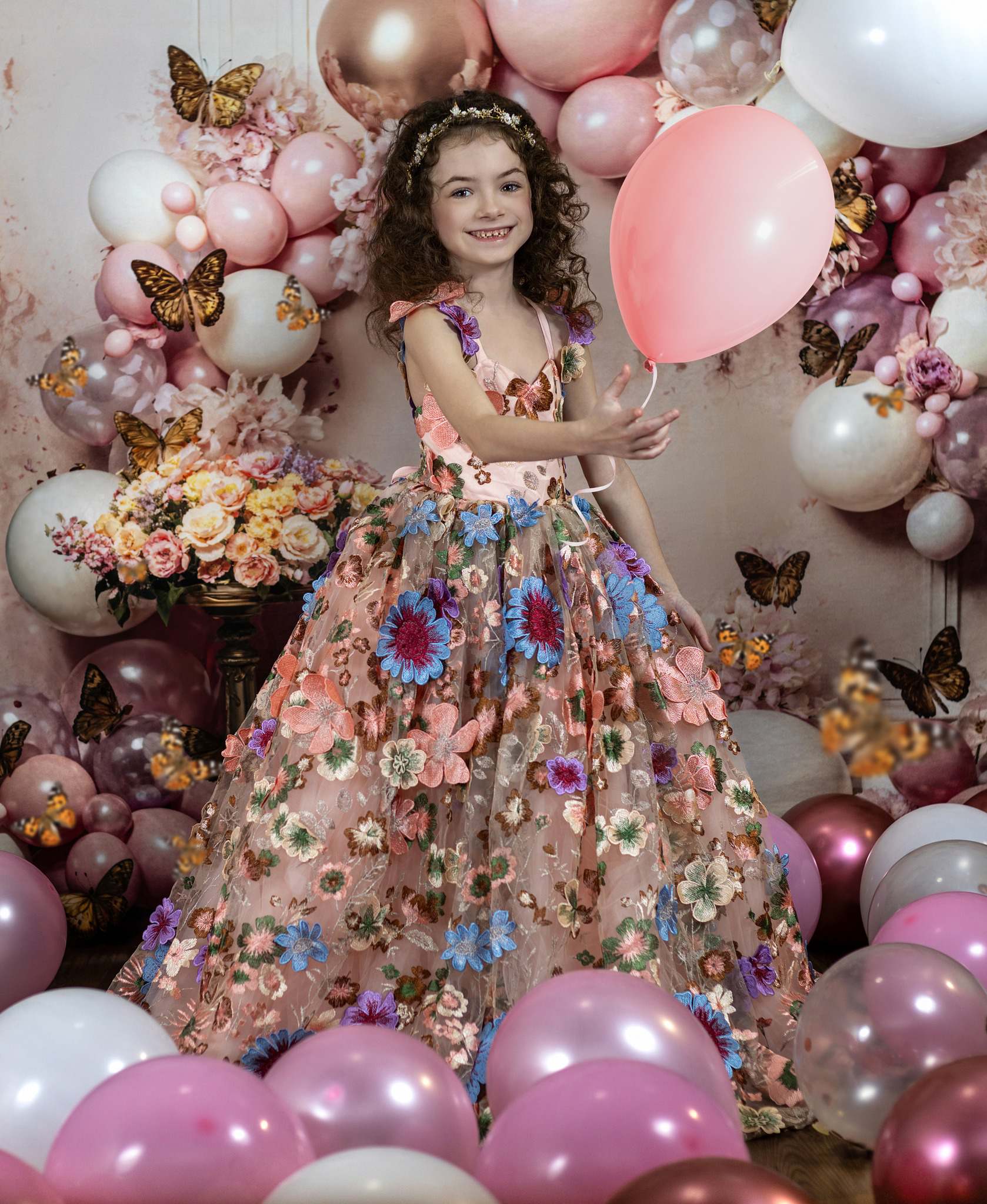 Kate Rosa Blume Schmetterling Ballon Hintergrund von Emetselch