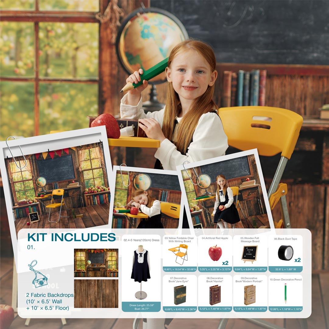 Kate Zurück zu Schule Kreidetafel Globus Foto Kit