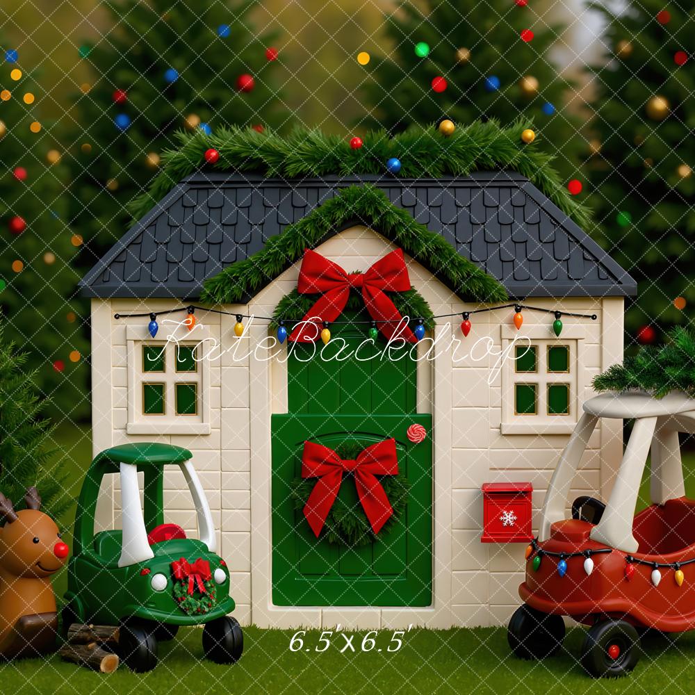 Kate Weihnachten Spielzeughaus Autos Bunt Hintergrund Entworfen von Mini MakeBelieve