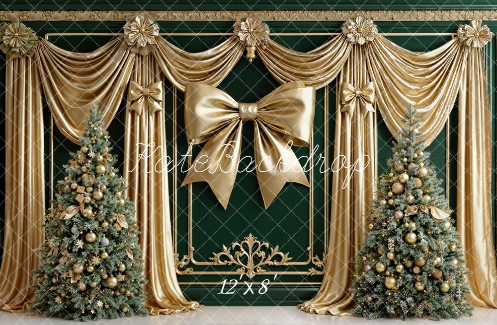 Kate Weihnachten Gold Schleife Tannenbaum Hintergrund Entworfen von Emetselch - Kate Backdrop.de