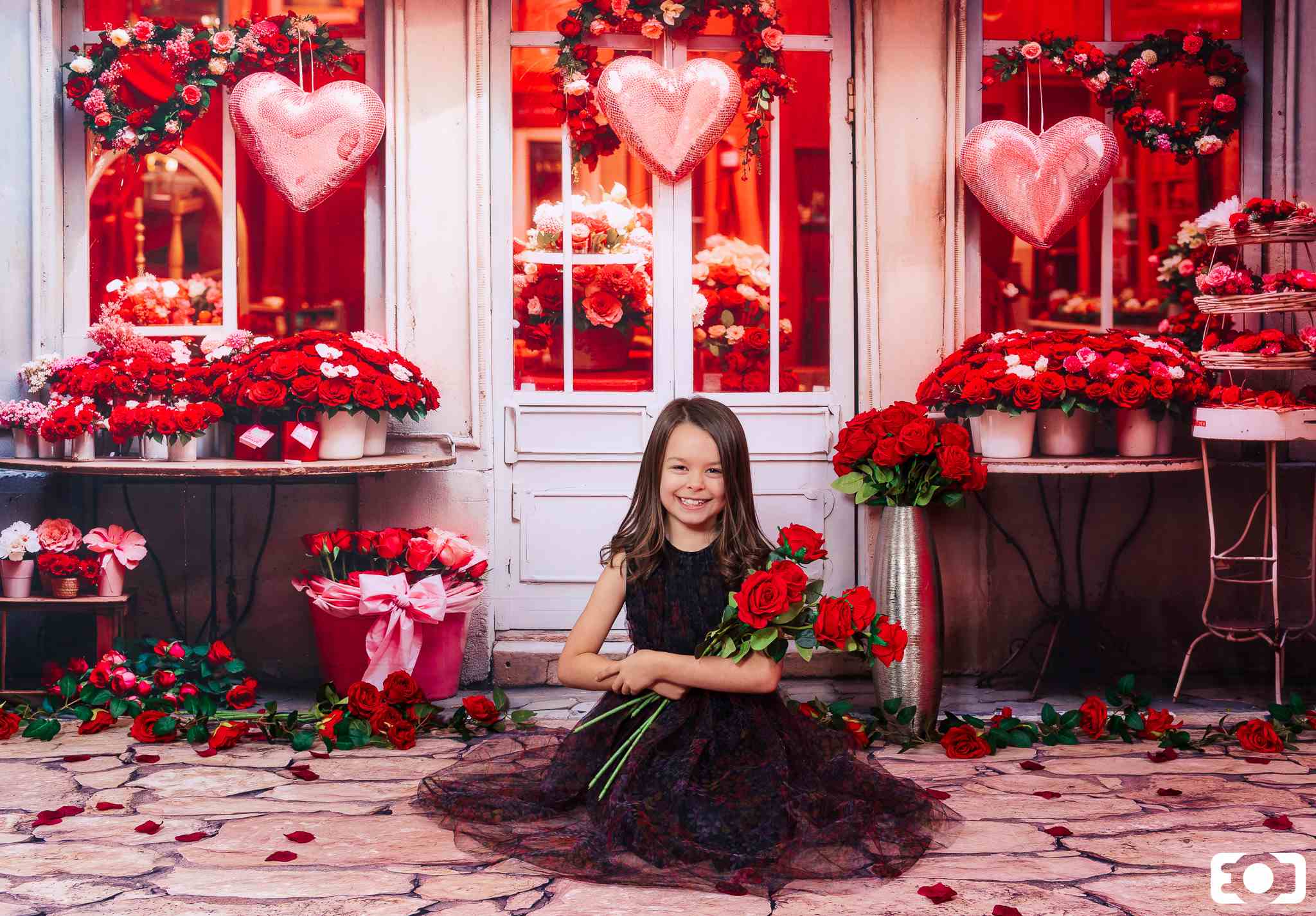 Kate Valentinstag Rote Rose Blumenladen Hintergrund von Chain Photography