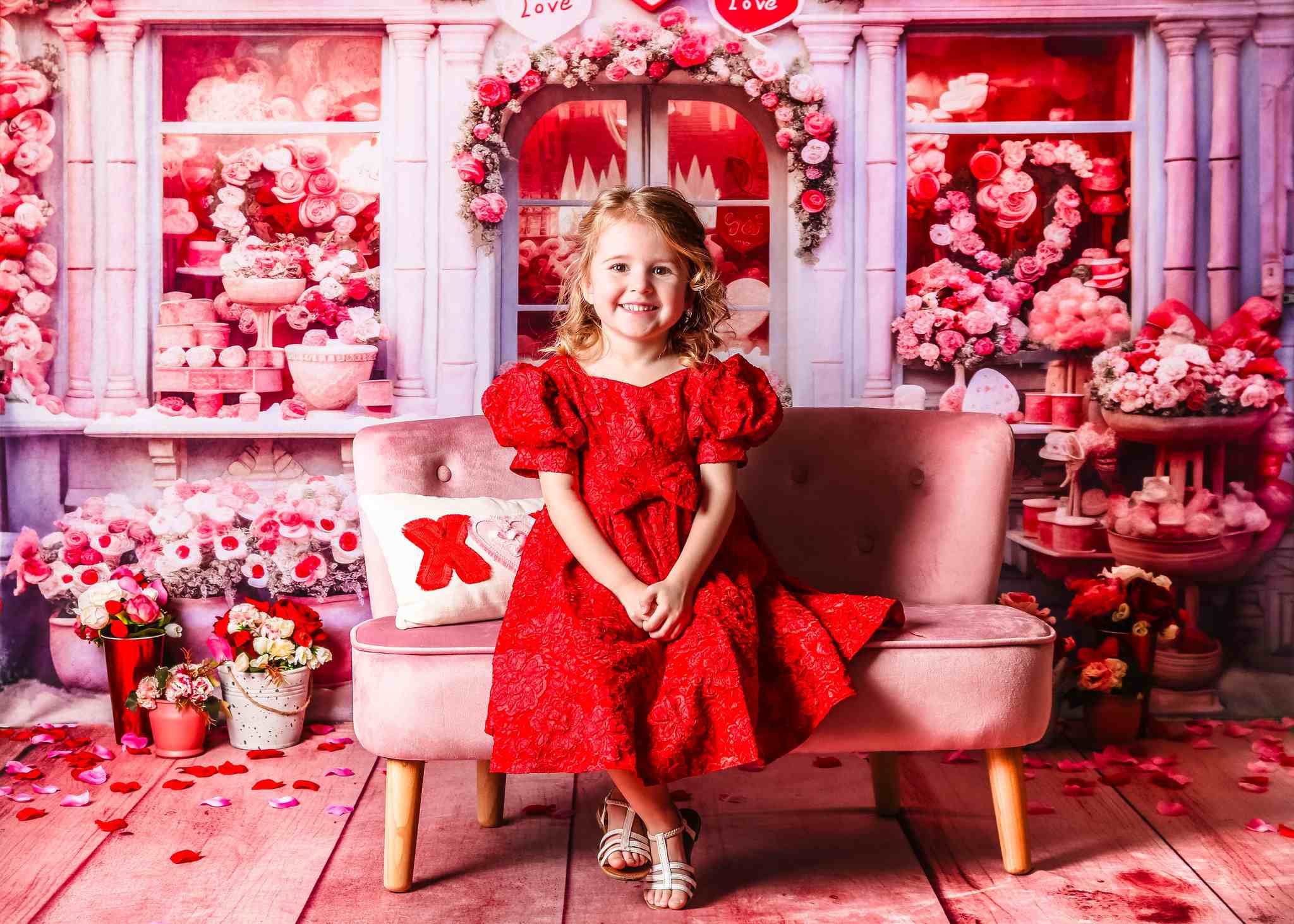 Kate Valentinstag Rosa Rose Haus Hintergrund von Chain Photography - Kate Backdrop.de