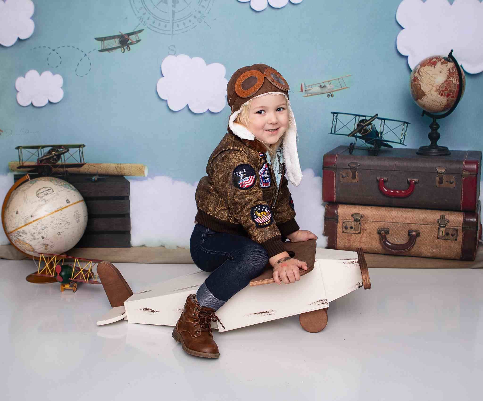 Kate  Wolken Kinder  Hintergrund  Schulanfang  Schule für Fotografie von Erin Larkins - Kate Backdrop.de