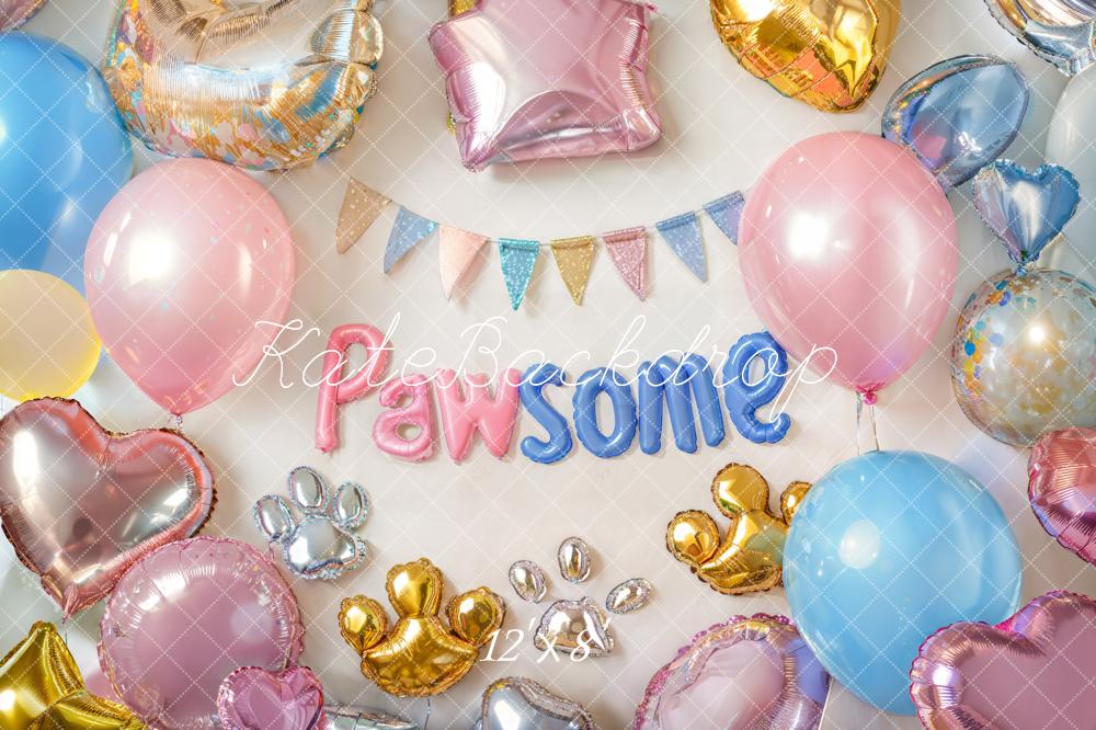 Kate Geburtstag Ballons Pfoten Bunt Fleece Hintergrund Entworfen von Emetselch