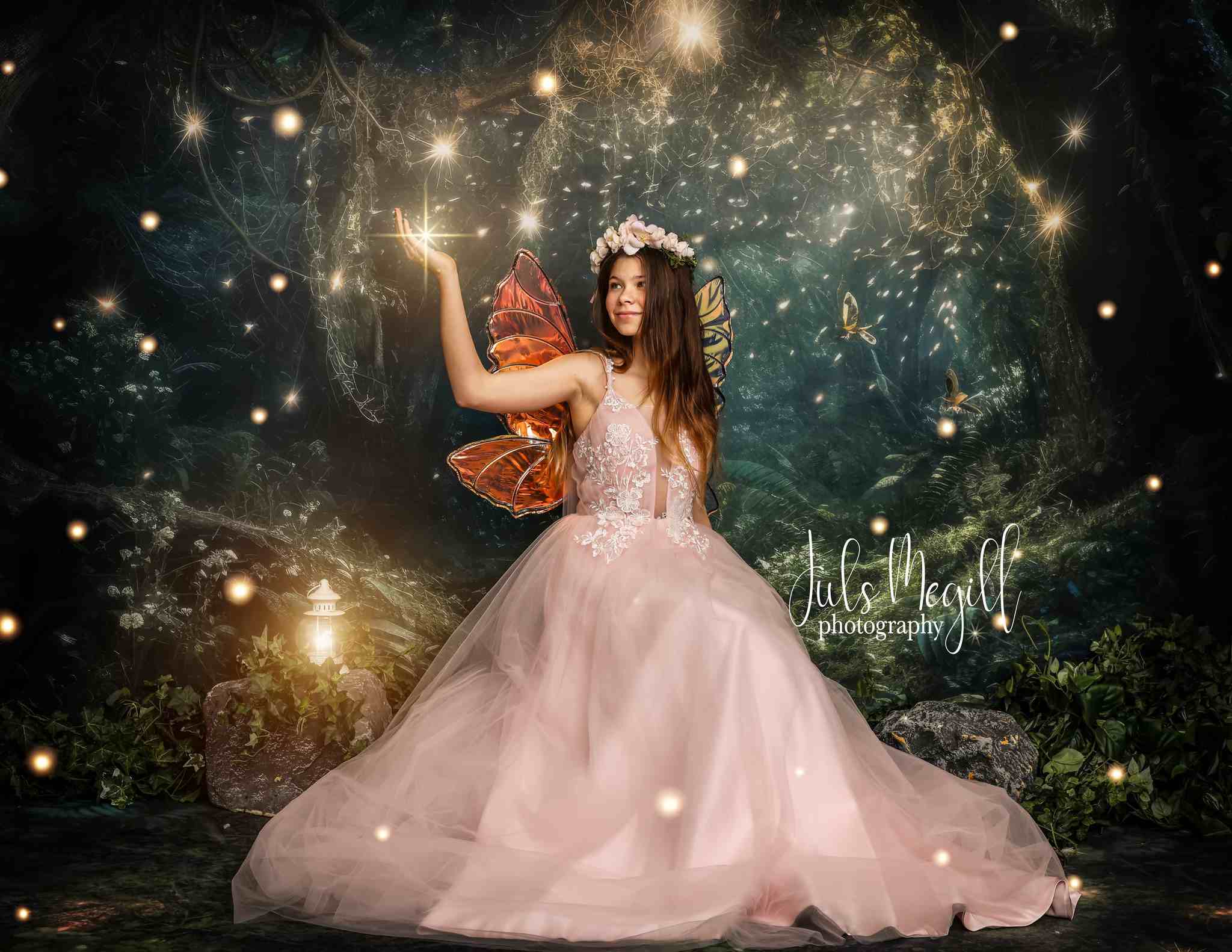 Kate Fantasy Glühwürmchen Wald in der Nacht Hintergrund+Traum Erdgeschoss Hintergrund - Kate Backdrop.de