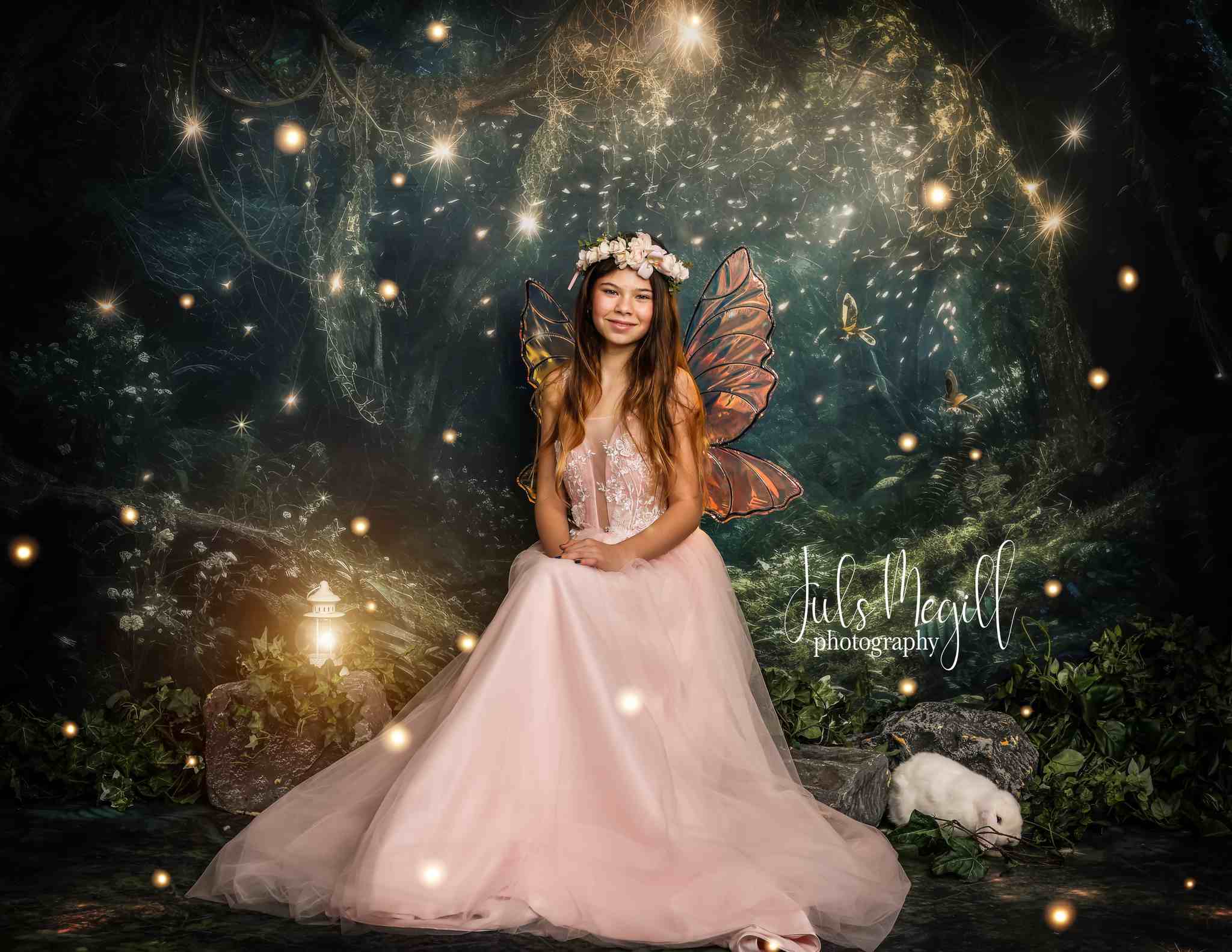 Kate Fantasy Glühwürmchen Wald in der Nacht Hintergrund+Traum Erdgeschoss Hintergrund - Kate Backdrop.de