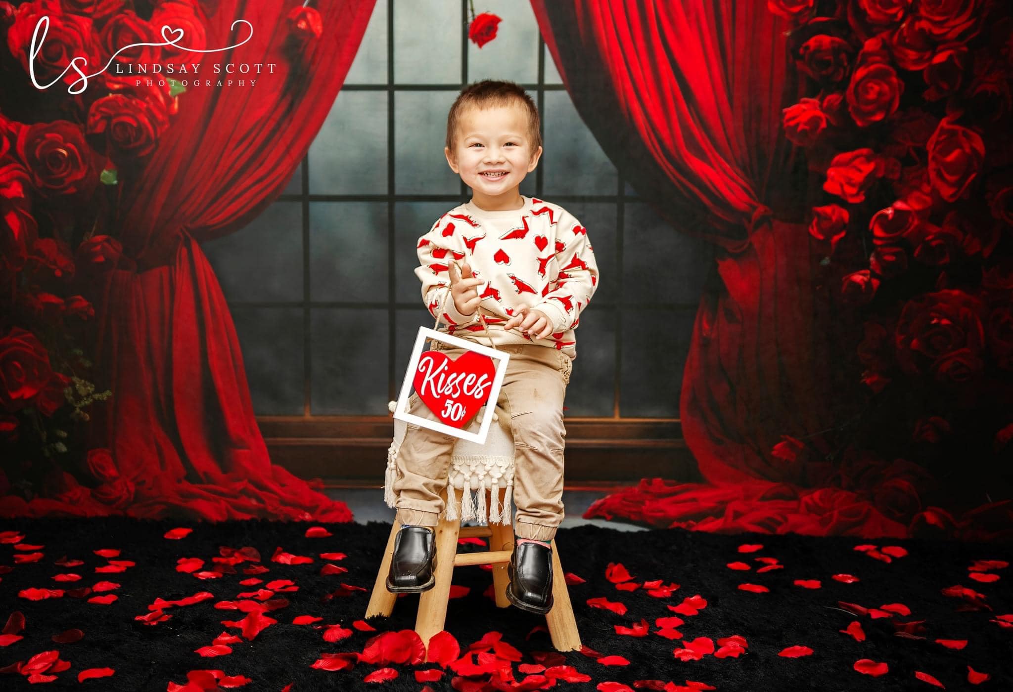 Kate Valentinstag Rosen Vorhänge Fleece Hintergrund Entworfen von Mini MakeBelieve - Kate Backdrop.de