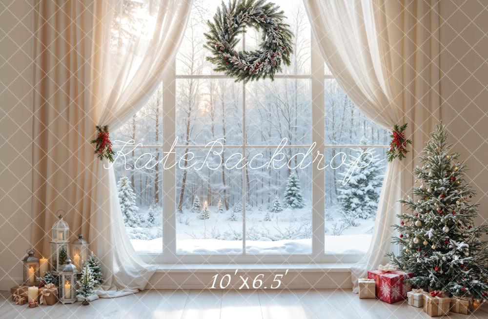 Kate Weihnachten Fenster Schnee Weiß Hintergrund Entworfen von Emetselch