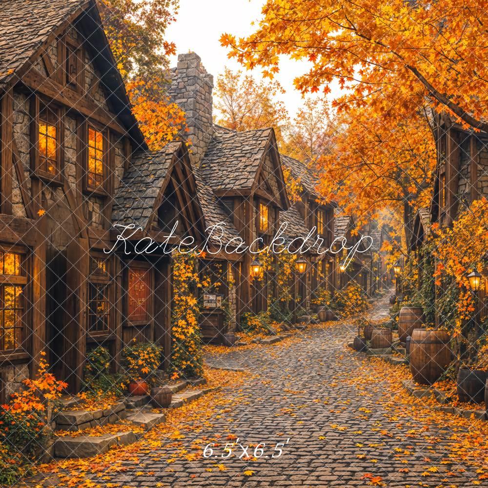 Kate Herbst Kopfsteinpflaster Dorf Vintage Hintergrund Entworfen von Emetselch