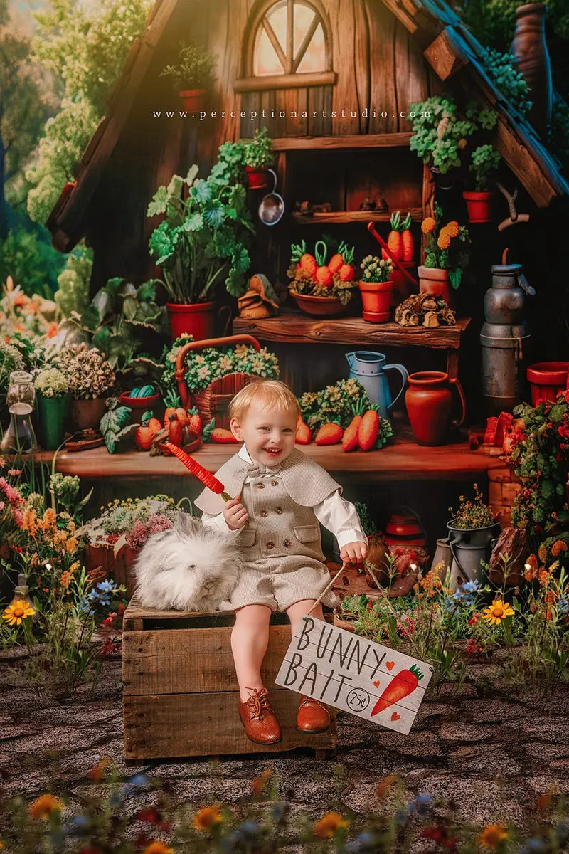 Kate Frühling Sommer Kaninchenhaus im Wald Hintergrund Entworfen von Emetselch - Kate Backdrop.de