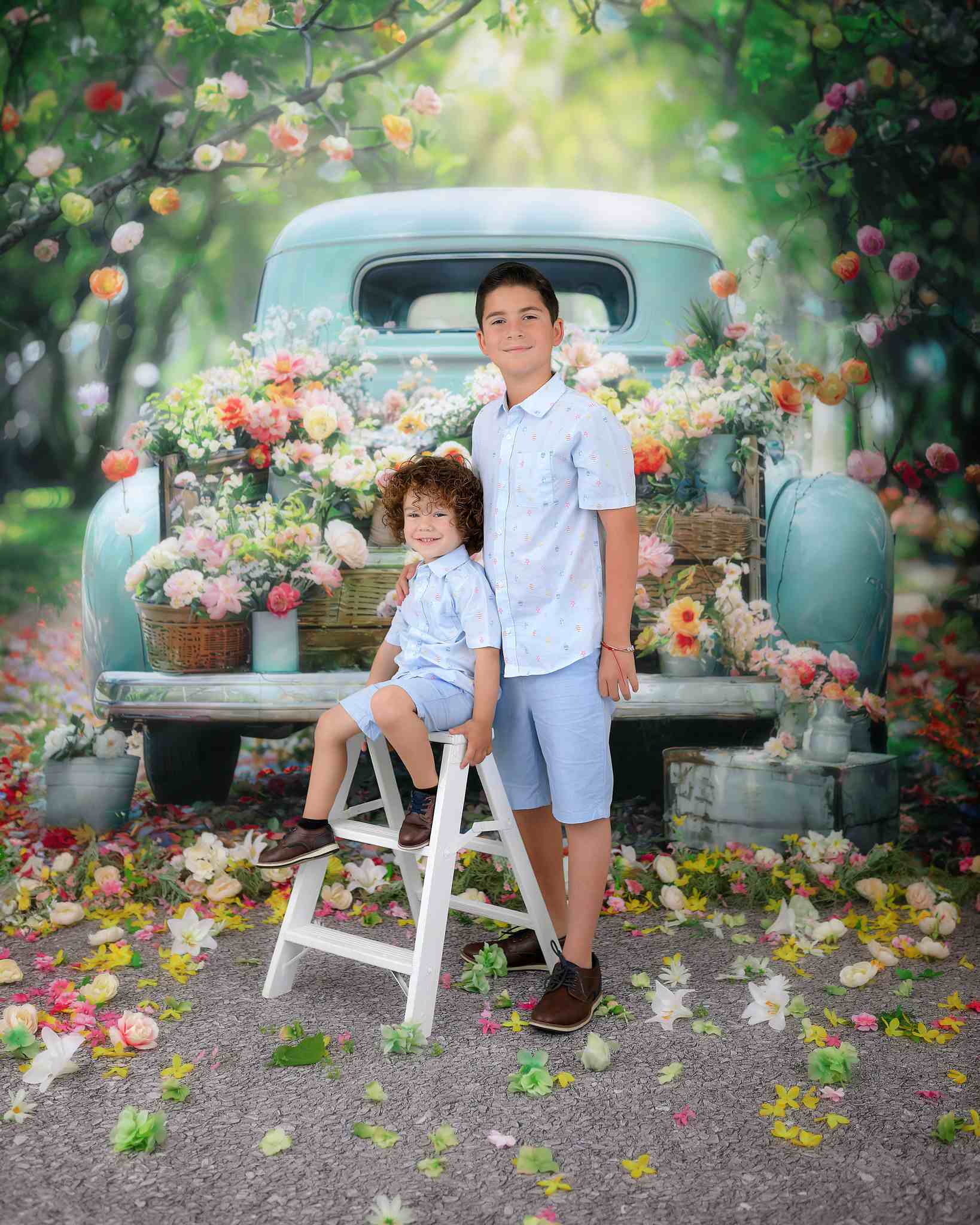 Kate Frühling Grün Wald LKW Blumen Hintergrund von Emetselch - Kate Backdrop.de