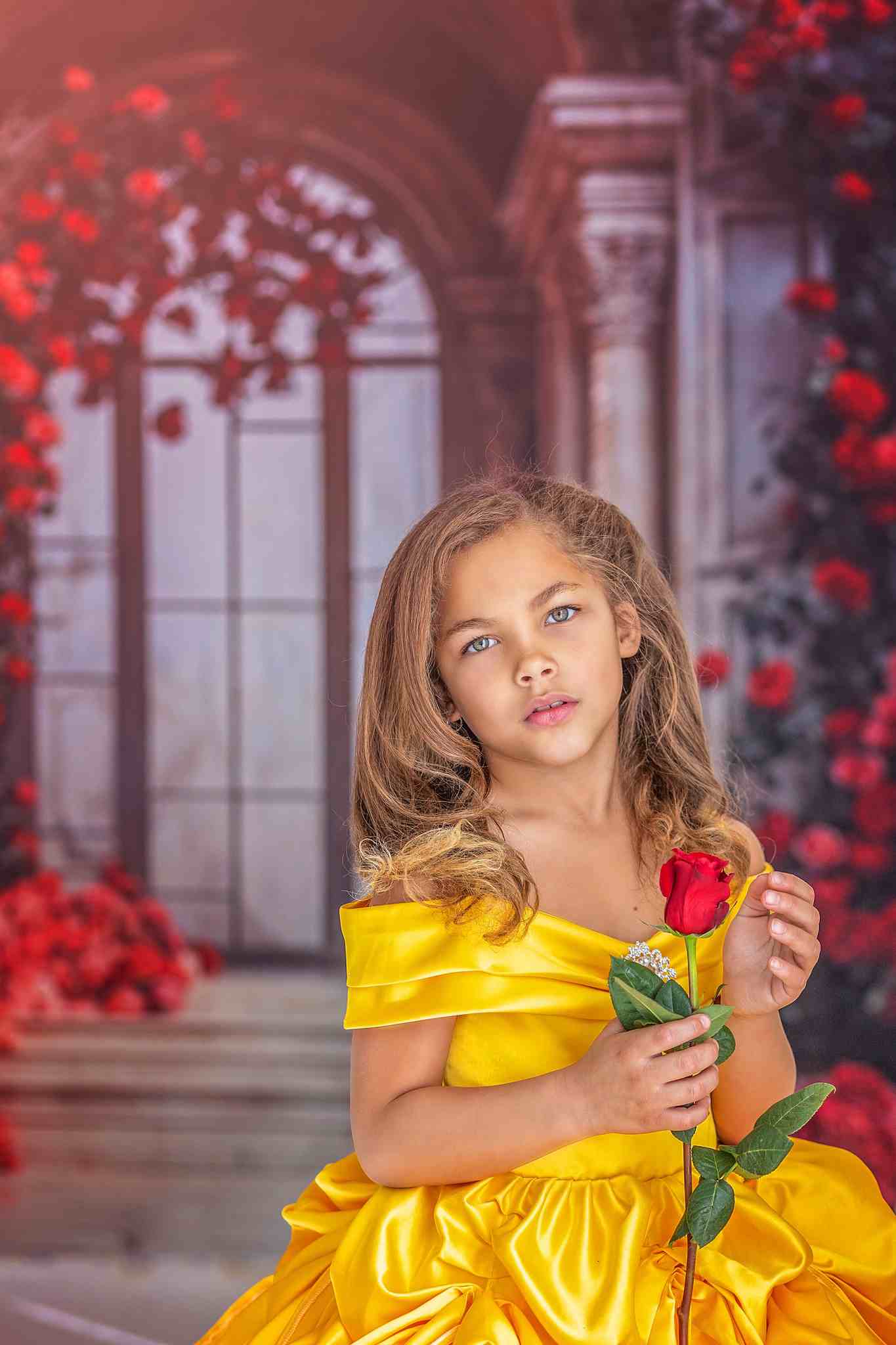 Kate Valentinstag Frühling Blumen Bogen Wand Palast Hintergrund von Chain Photography - Kate Backdrop.de