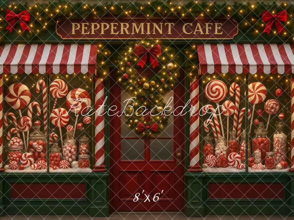 Kate Weihnachten Zuckerstangen Café Rot Weiß Hintergrund Entworfen von Ashley Paul