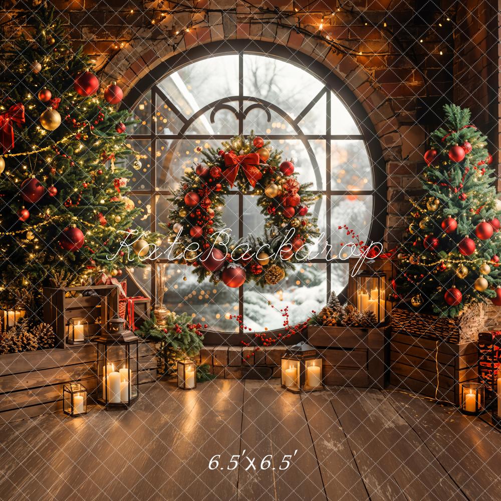 Kate Weihnachten Kranz Weihnachtsbaum Rustikal Hintergrund Entworfen von Emetselch - Kate Backdrop.de