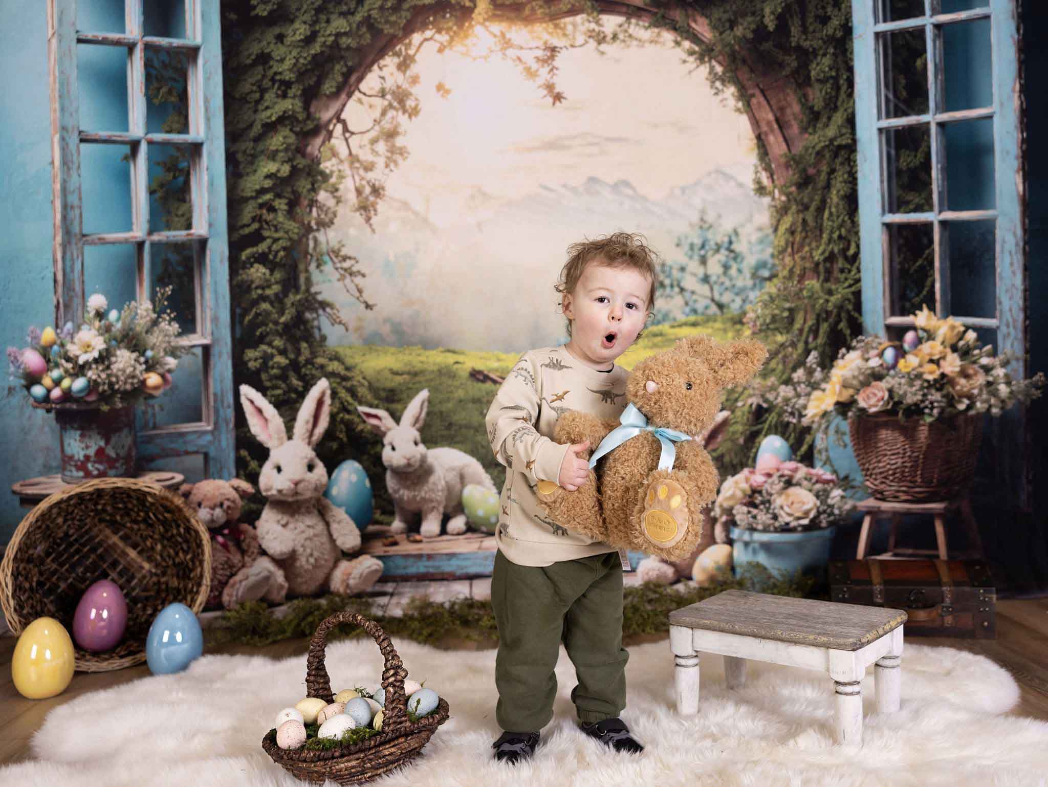 Kate Ostern Hase Fensterblick Fleece Hintergrund - Kate Backdrop.de