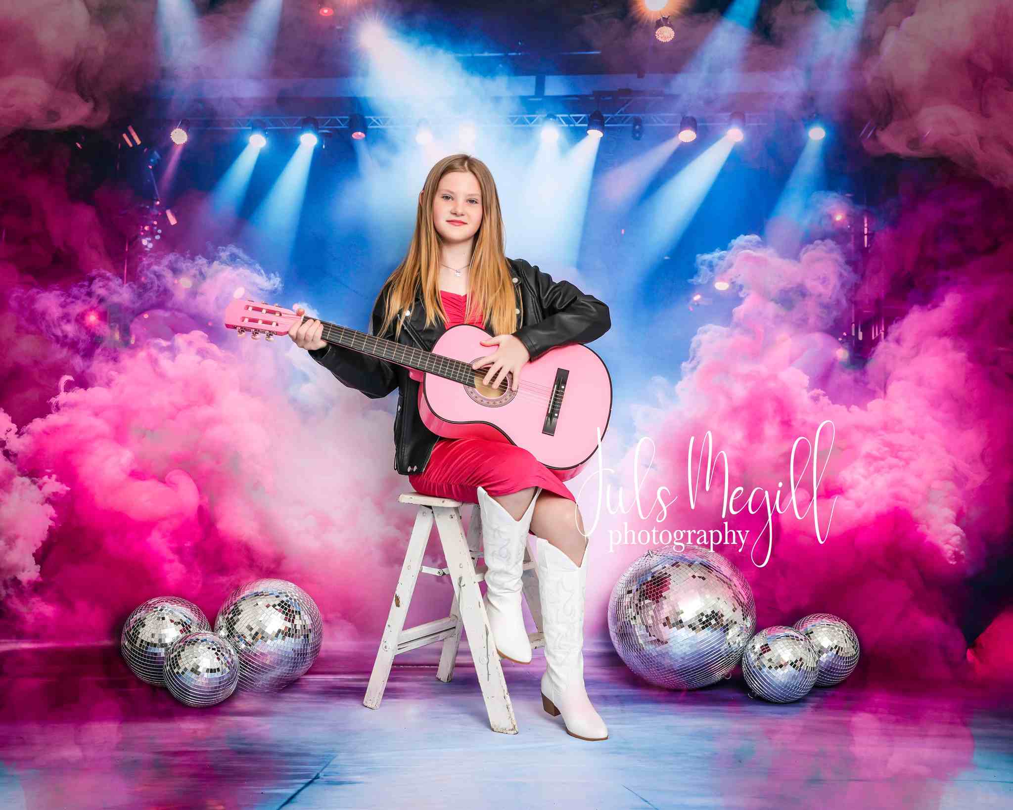 Kate Rosa Rauch Bühne Beleuchtung Hintergrund+blau lila Bühne Boden Hintergrund - Kate Backdrop.de