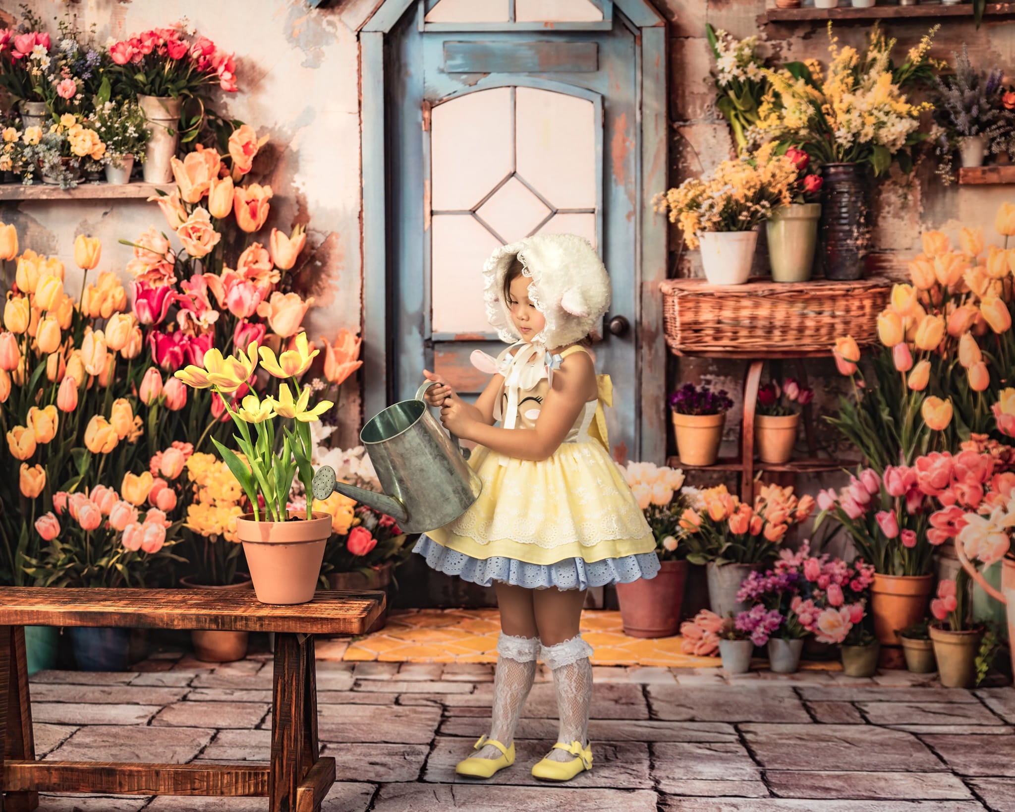 Kate Frühlings blumen Tulpen Gewächshaus Hintergrund Entworfen von Emetselch - Kate Backdrop.de