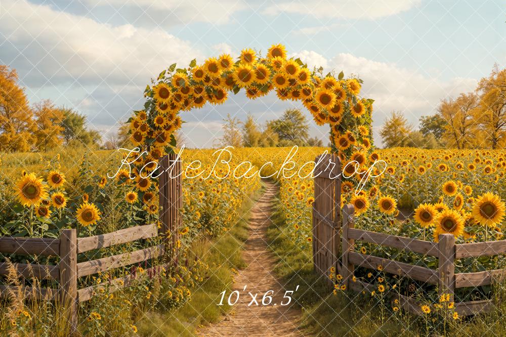 Kate Sommer Sonnenblumen Feld Bogen Fleece Hintergrund Entworfen von Emetselch