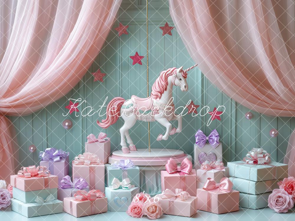 Kate Geburtstag Einhorn Geschenke Pastell Hintergrund Entworfen von Mini MakeBelieve - Kate Backdrop.de