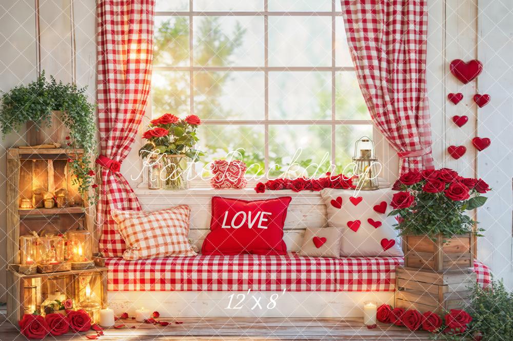 Kate Valentinstag Fensterbank Herzen Rot Fleece Hintergrund Entworfen von Emetselch