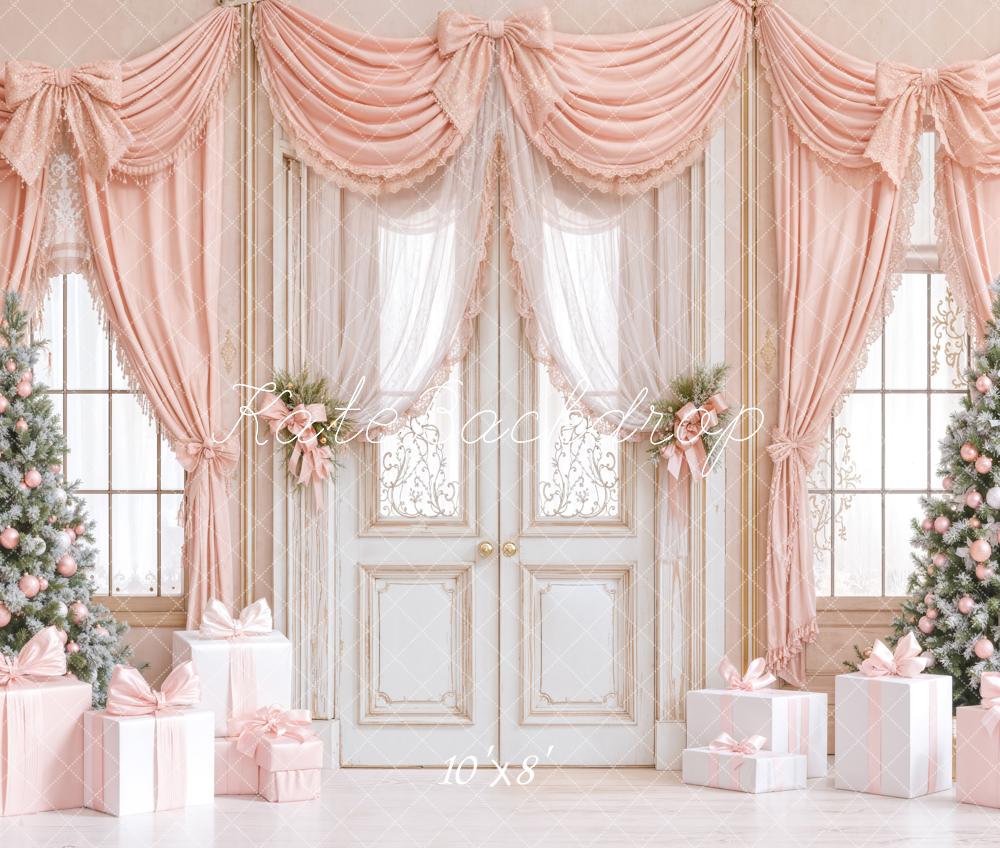 Kate Weihnachten Geschenke Bäume Rosa Fleece Hintergrund Entworfen von Emetselch - Kate Backdrop.de